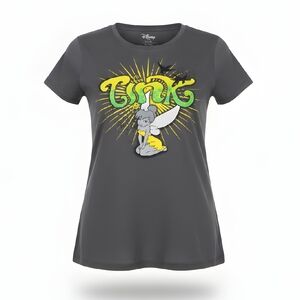 Disney Charcoal Tee with Tinker Bell in Yellow and Green Junior Size 15/17 XL.